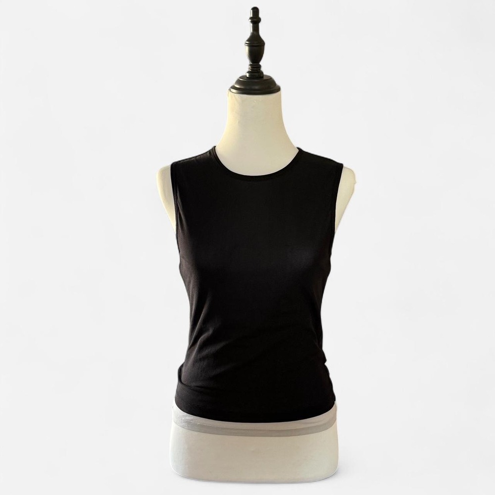 Vintage Guess Jeans Black Layered Mesh Tank Top 90s Y2K Grunge Sleeveless Medium